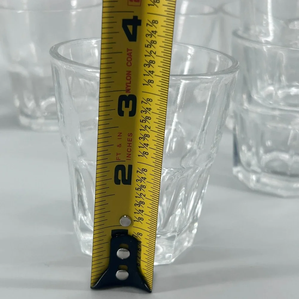 Libbey Duratuff Gibraltar Clear Paneled Juice Glasses Set of 8 Hexagon Base 4oz